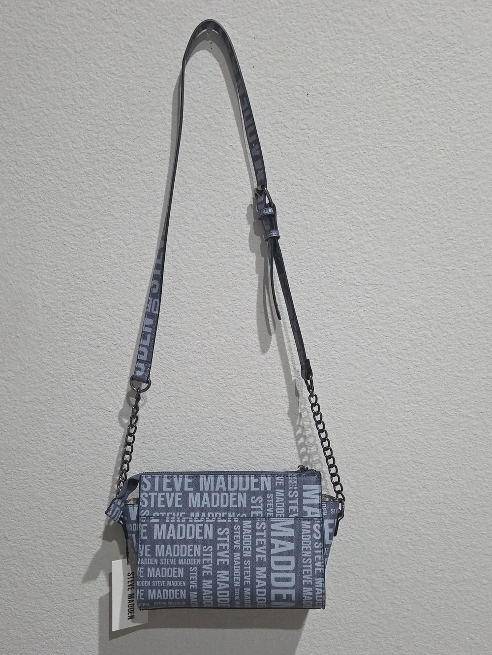 Steve Madden Blue Gray Logo Crossbody Bag NWT